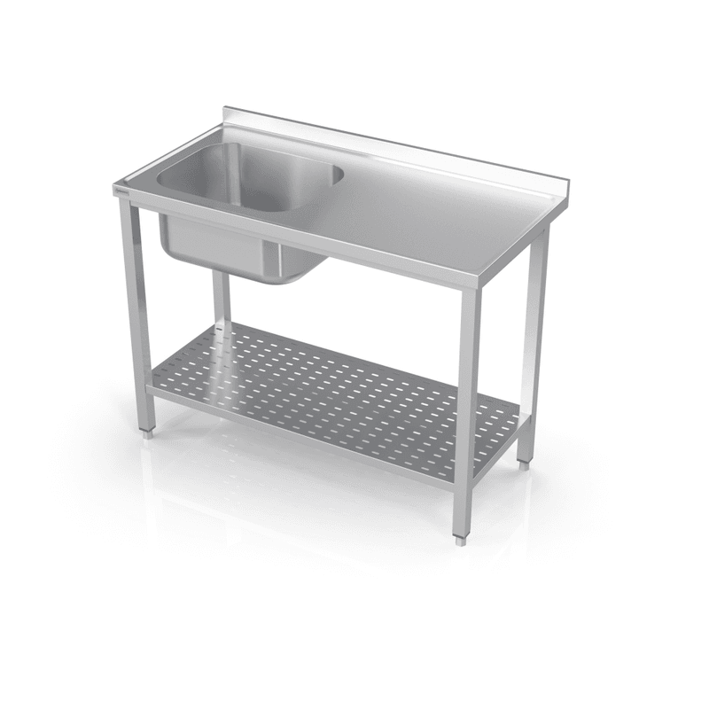 Rustfri Benk med kum & PERFORERT HYLLE