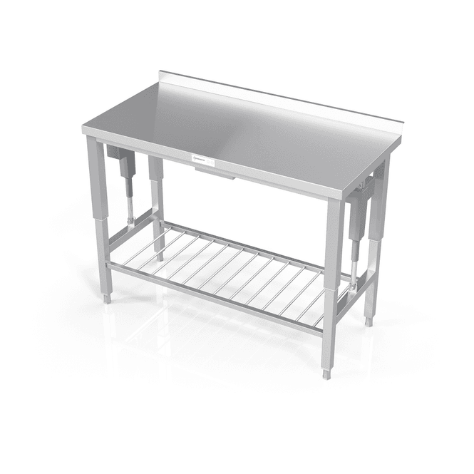 Hovedbilde Rustfri benk elektrisk hev/senk med trådhylle