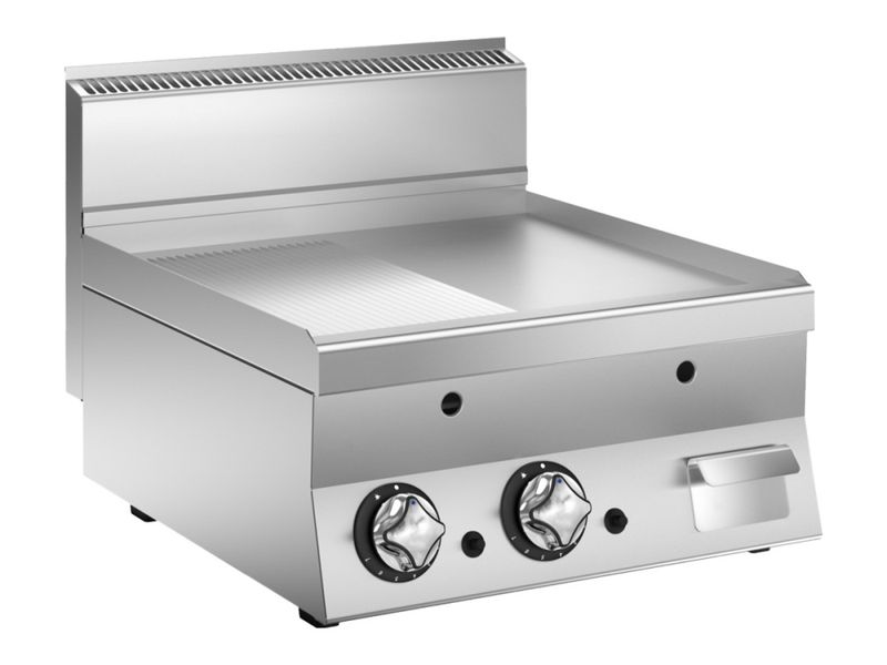 Mareno FT66GM Flatgrill 600 mm, gass, 1/2 glatt og 1/2 riflet støpejern